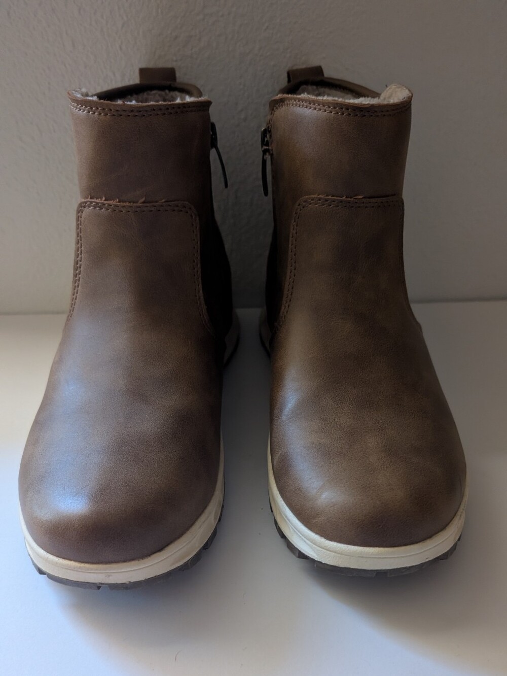 Khombu Women's Brown Ankle Boots - Casual Zip Comfort